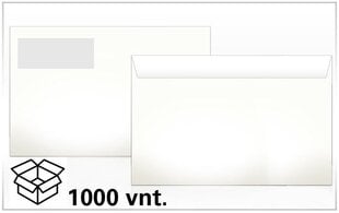 Конверты DL E65, 110 х 220 мм, с окном, 1000 шт. цена и информация | Конверты, открытки | 220.lv