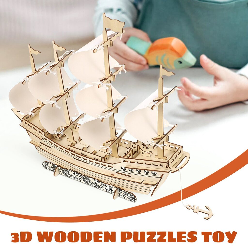 Konstruktors Saliekamais kuģis Wooden Toy cena un informācija | Konstruktori | 220.lv