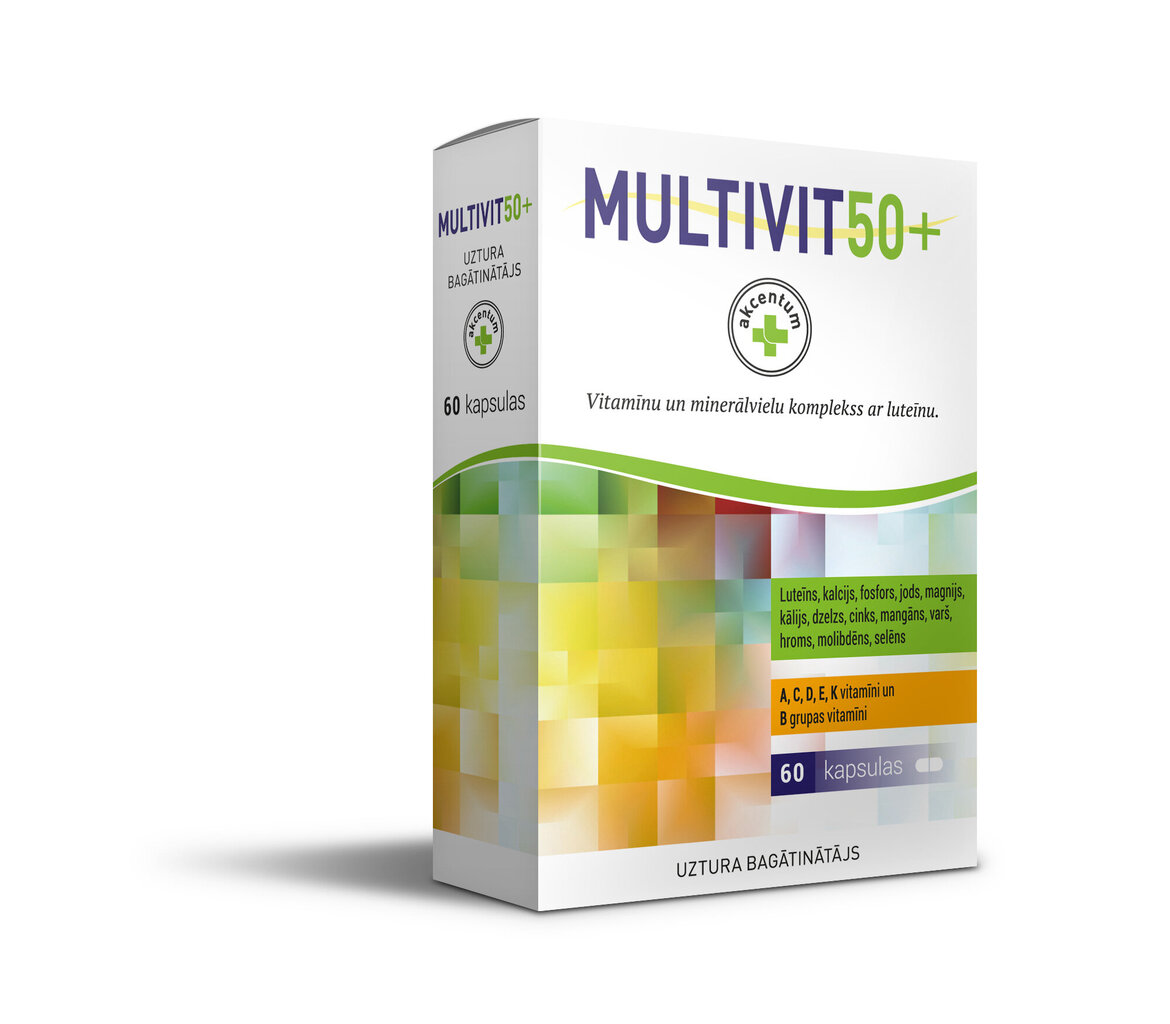 Uztura bagātinātājs Akcentum Multivit 50+, 60kapsulas цена и информация | Vitamīni, preparāti, uztura bagātinātāji labsajūtai | 220.lv