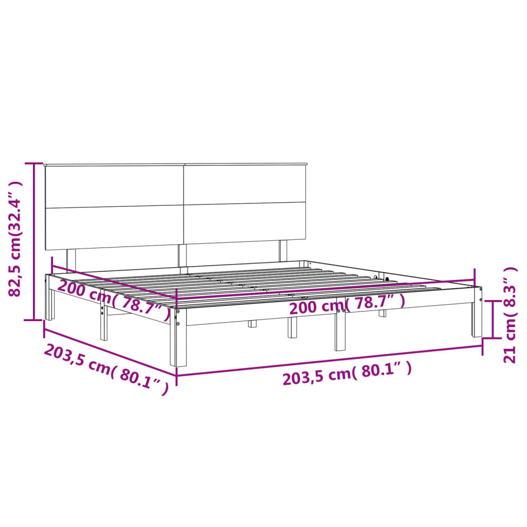 Gultas rāmis vidaXL, 200x200 cm, brūns cena un informācija | Gultas | 220.lv