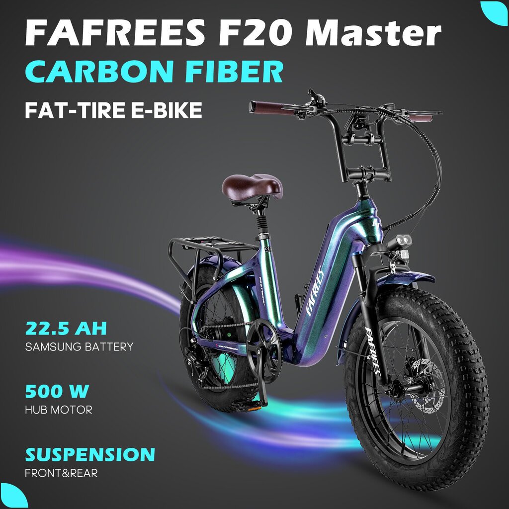 Elektriskais velosipēds FAFREES F20 Master, 20", melns, 500W, 22,5Ah cena un informācija | Elektrovelosipēdi | 220.lv