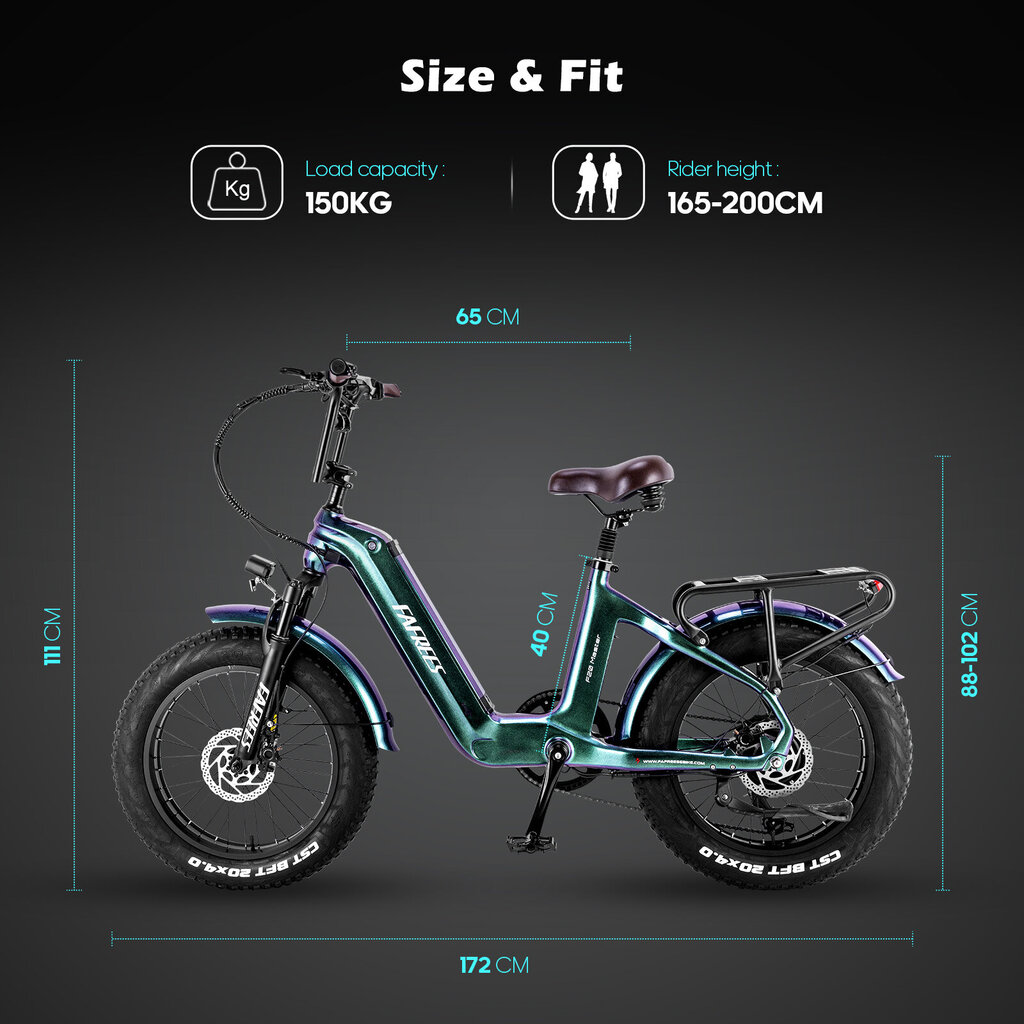 Elektriskais velosipēds FAFREES F20 Master, 20", melns, 500W, 22,5Ah cena un informācija | Elektrovelosipēdi | 220.lv