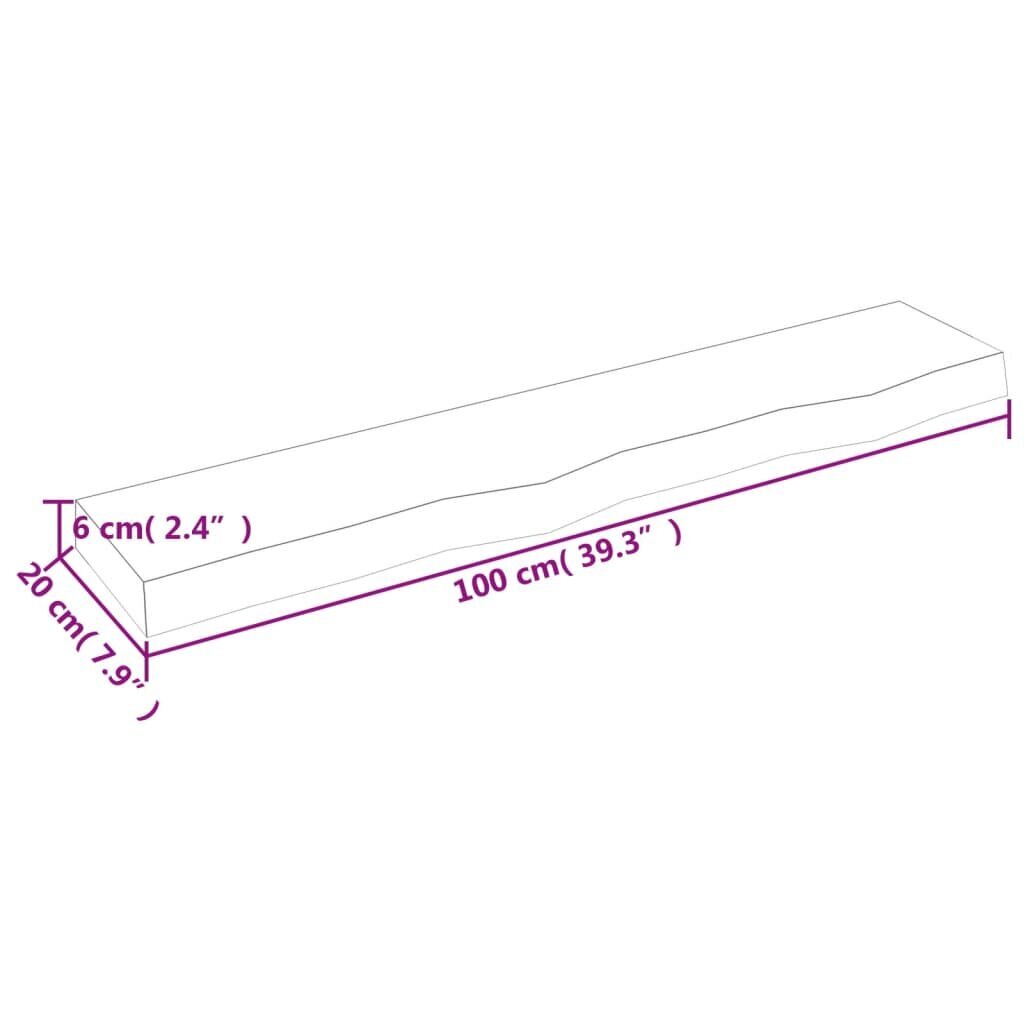 vidaXL sienas plaukts, tumši pelēks, 100x20x6 cm, ozola masīvkoks cena un informācija | Plaukti | 220.lv