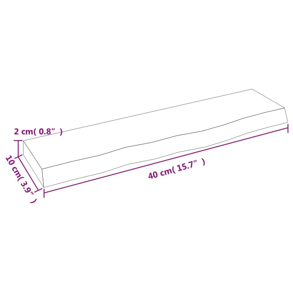 vidaXL sienas plaukts, 40x10x2 cm, neapstrādāts ozola masīvkoks cena un informācija | Plaukti | 220.lv