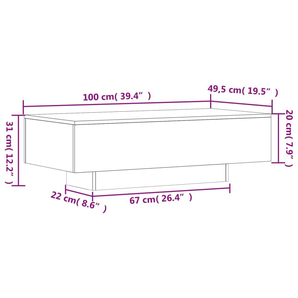 vidaXL kafijas galdiņš, betona pelēks, 100x49,5x31 cm cena un informācija | Žurnālgaldiņi | 220.lv
