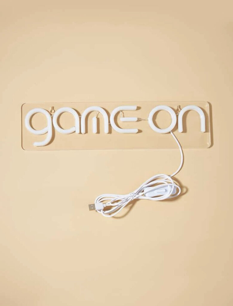 Neona dekors spēles "GAME ON", balta un roza, 36x9x1cm cena un informācija | Sienas lampas | 220.lv