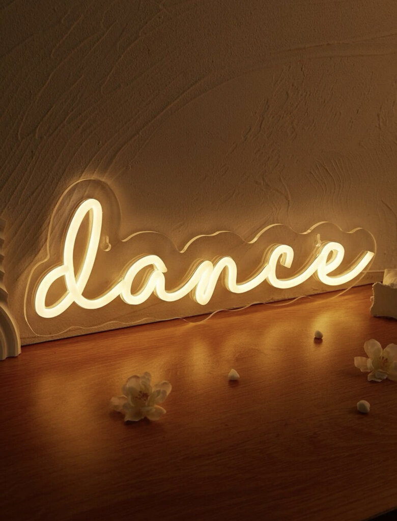 Neona dekors dejas "DANCE", dzeltena, 37x13x1cm cena un informācija | Sienas lampas | 220.lv