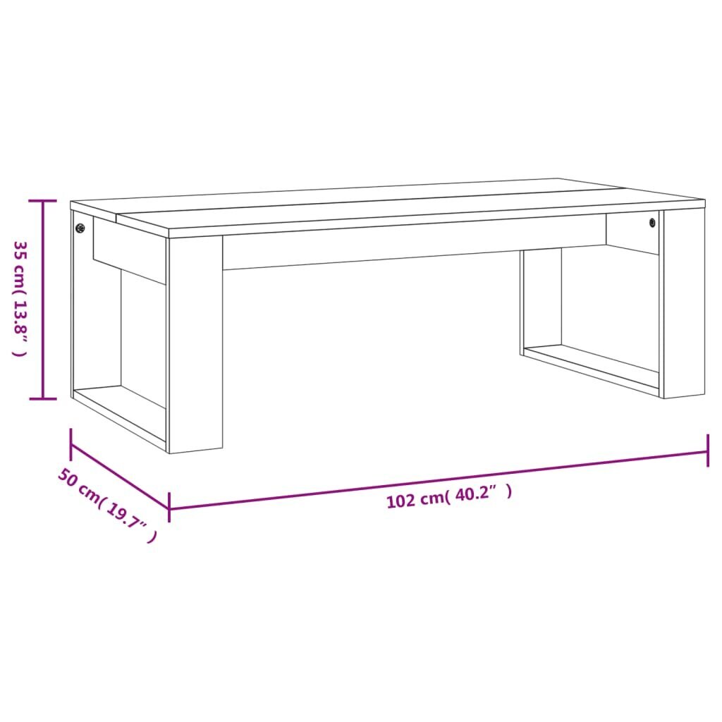 vidaXL kafijas galdiņš, melns, 102x50x35 cm, inženierijas koks cena un informācija | Žurnālgaldiņi | 220.lv