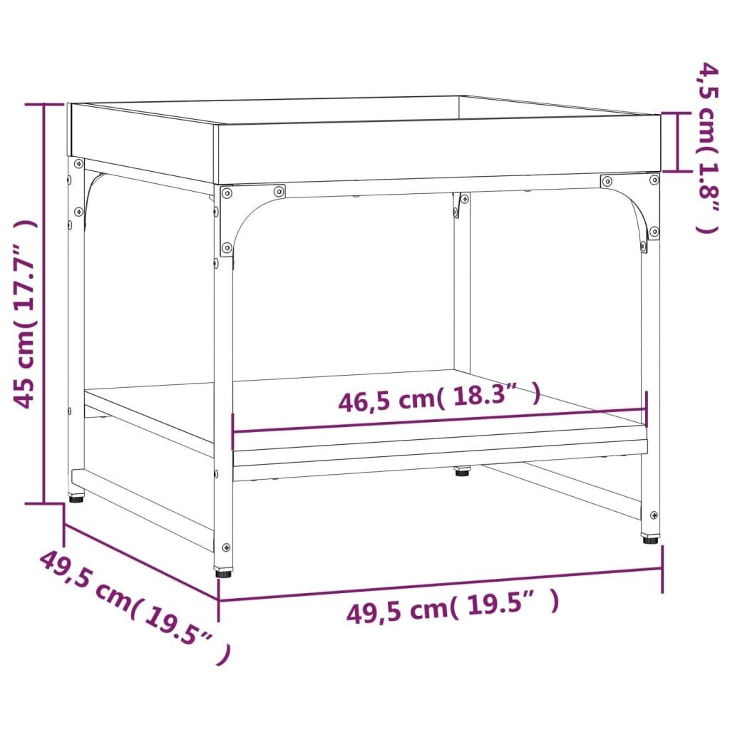 vidaXL kafijas galdiņš, 49,5x49,5x4 5 cm, inženierijas koks, ozolkoka цена и информация | Žurnālgaldiņi | 220.lv