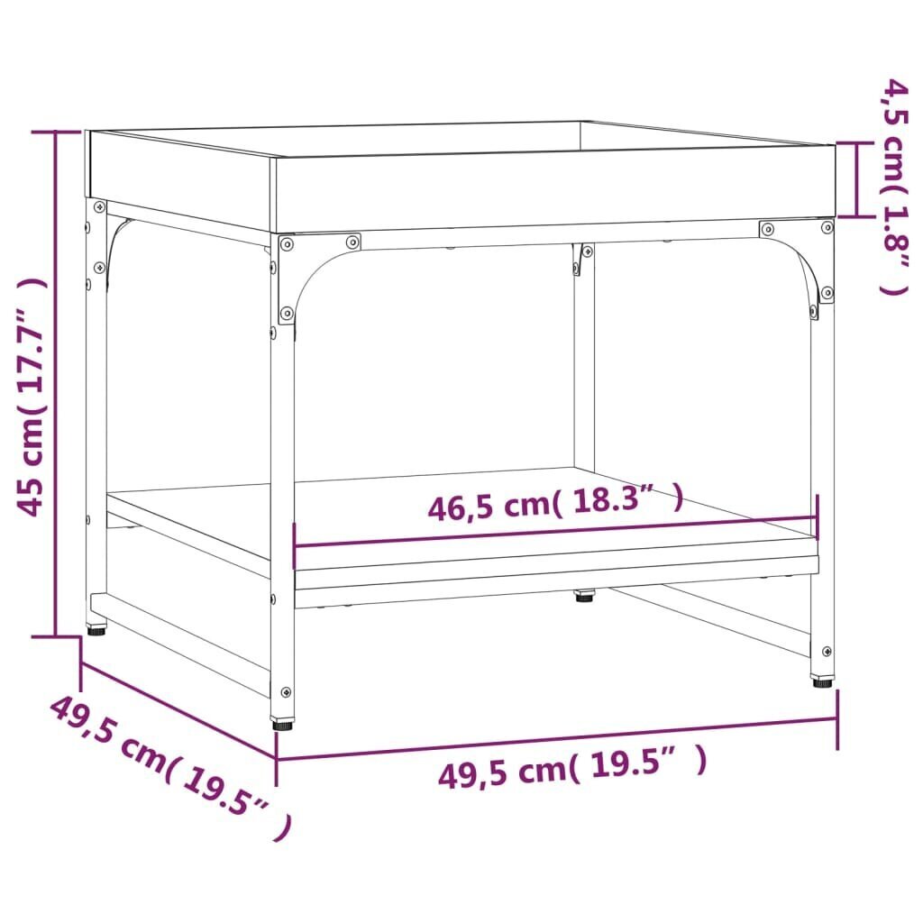 vidaXL kafijas galdiņš, 49,5x49,5x45 cm, inženierijas koks, ozolkoka cena un informācija | Žurnālgaldiņi | 220.lv