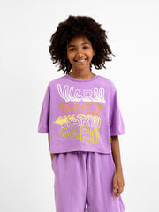 Футболка оверсайз с коротким рукавом сиреневая для девочек Gulliver цена и информация | Рубашки для девочек | 220.lv