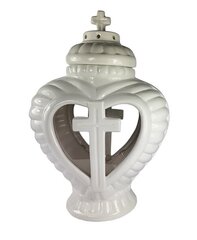 Keramikas kapu svečturis Sirdis, balts cena un informācija | Kapu sveces | 220.lv