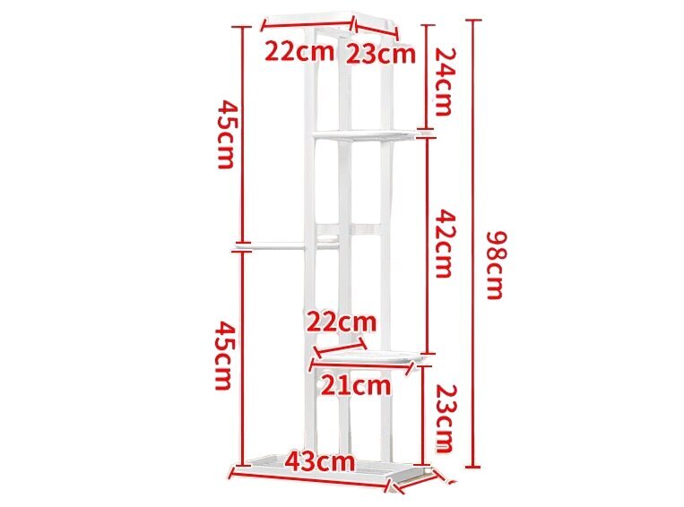 Puķu statīvs Ficus 43x22x98cm pelēka cena un informācija | Plaukti | 220.lv