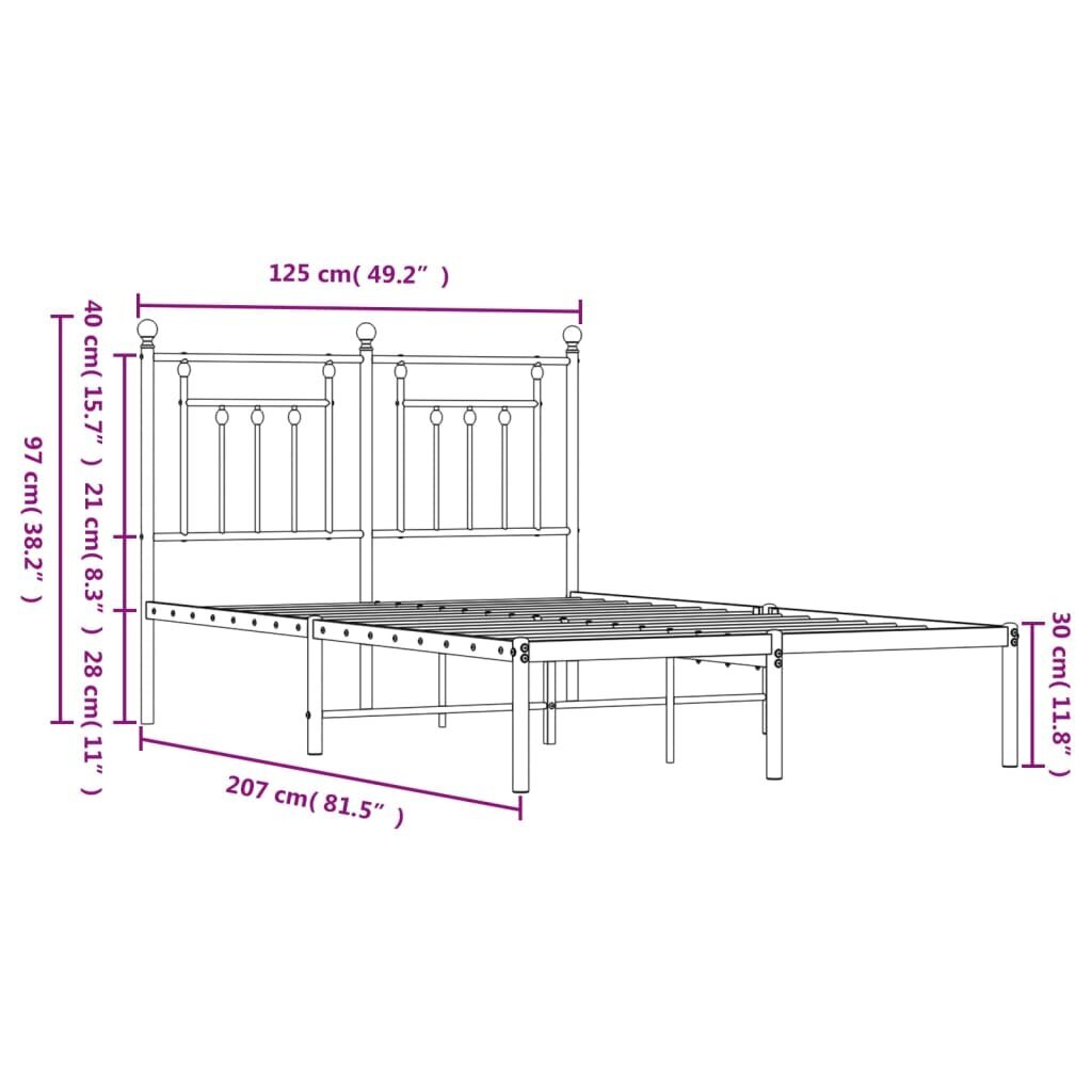 Gultas rāmis vidaXL, 120x200 cm, balts cena un informācija | Gultas | 220.lv