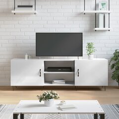 vidaXL TV skapītis, spīdīgi balts, 150x30x50 cm, inženierijas koks цена и информация | Тумбы под телевизор | 220.lv