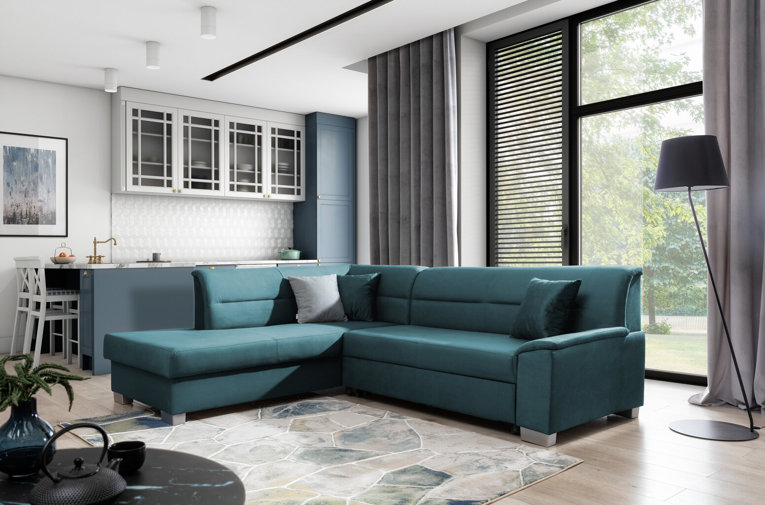 Stūra dīvāns Bergen, zils цена и информация | Stūra dīvāni | 220.lv