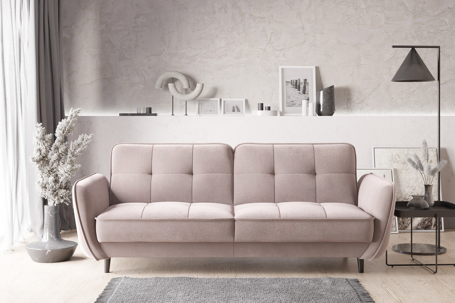 Dīvāns-gulta Bellis, rozā cena un informācija | Dīvāni | 220.lv