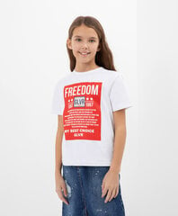 Футболка с шрифтовым принтом для девочек Gulliver, белая цена и информация | Рубашки для девочек | 220.lv