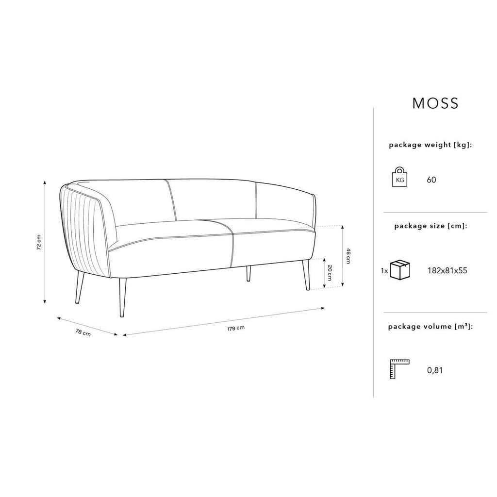 Dīvāns Micadoni Home Moss, oranžs cena un informācija | Dīvāni | 220.lv