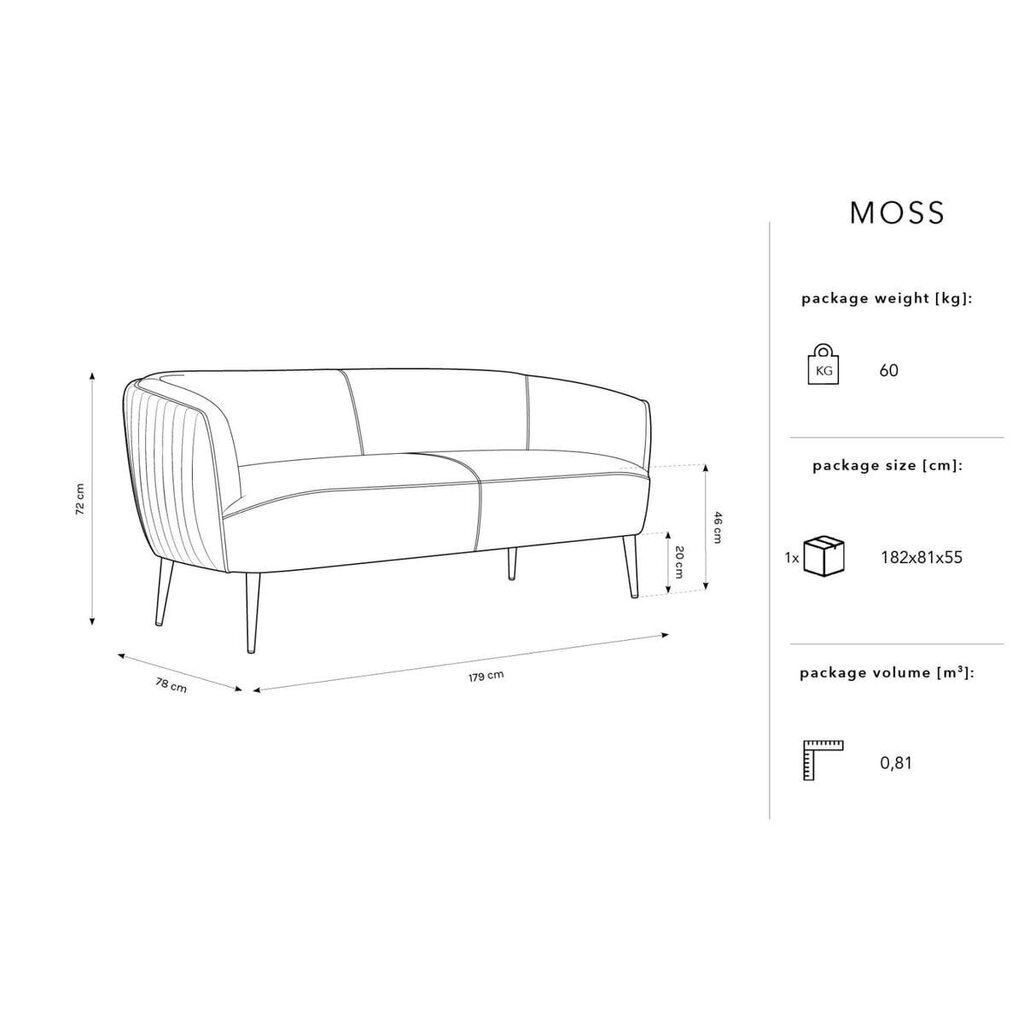 Dīvāns Micadoni Home Moss, zaļš cena un informācija | Dīvāni | 220.lv