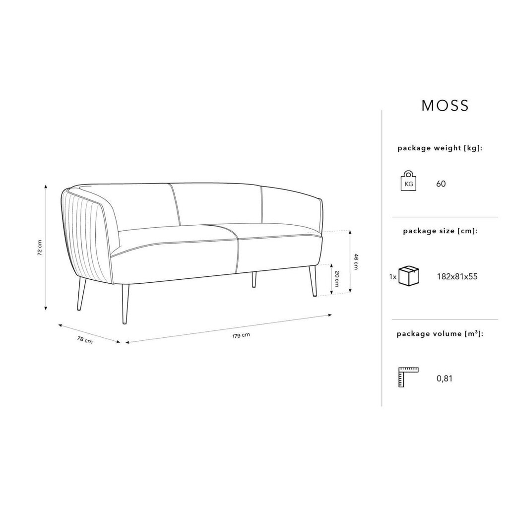Dīvāns Micadoni Home Moss, smilškrāsas cena un informācija | Dīvāni | 220.lv