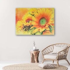 Glezna uz audekla, Ar rokām apgleznotas saulespuķes cena un informācija | Gleznas | 220.lv