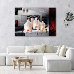 Glezna uz audekla, Balta orhideja uz ģeometriska fona cena un informācija | Gleznas | 220.lv