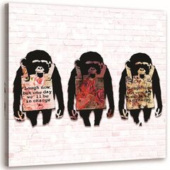 Glezna uz audekla, Banksy 3 pērtiķi cena un informācija | Gleznas | 220.lv