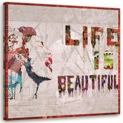 Glezna uz audekla, Banksy sienas gleznojums - dzīve ir skaista cena un informācija | Gleznas | 220.lv