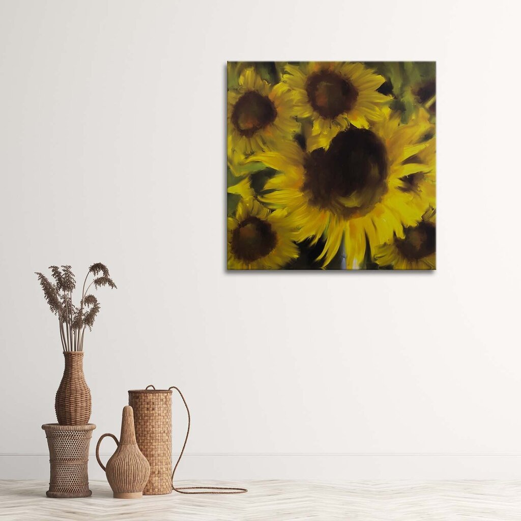 Glezna uz audekla, Dzeltenu saulespuķu pušķis cena un informācija | Gleznas | 220.lv