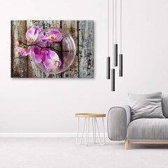 Glezna uz audekla, Orhideja uz dēļu fona cena un informācija | Gleznas | 220.lv