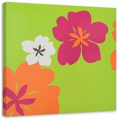 Glezna uz audekla, Vairāki krāsaini ziedi uz zaļa fona cena un informācija | Gleznas | 220.lv