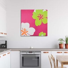 Glezna uz audekla, Ziedu grafika uz rozā fona cena un informācija | Gleznas | 220.lv