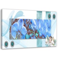 Glezna uz audekla, Zila kompozīcija ar orhidejām cena un informācija | Gleznas | 220.lv