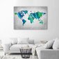 Glezna uz audekla, Zila un zaļa pasaules karte cena un informācija | Gleznas | 220.lv