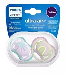 Knupīši Philips Avent Ultra Air, 0-6 mēn, 2 gab. цена и информация | Пустышки | 220.lv