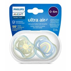 Пустышки Philips Avent Ultra Air, 0-6 месяцев, 2 шт. цена и информация | Пустышки | 220.lv