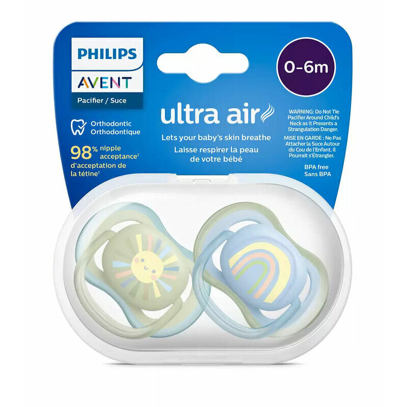 Knupīši Philips Avent Ultra Air, 0-6 mēn, 2 gab. цена и информация | Knupīši | 220.lv