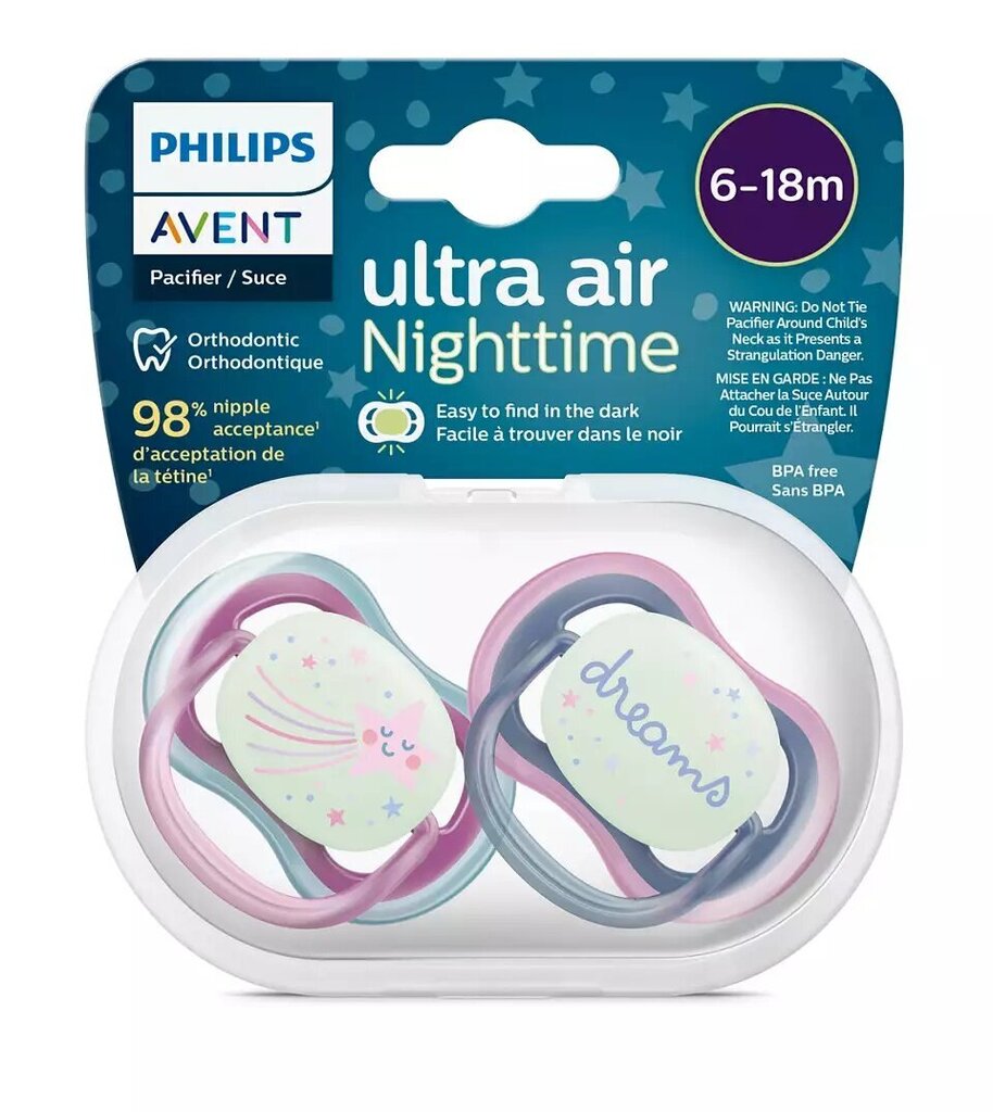 Knupīši Philips Avent Ultra Air Night, 6-18 mēn, 2 gab. цена и информация | Knupīši | 220.lv