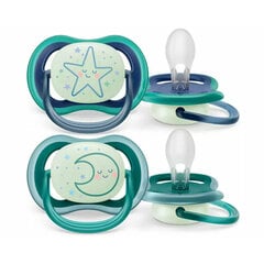 Пустышки Philips Avent Ultra Air Night, 6-18 месяцев, 2 штуки цена и информация | Соски на бутылочку | 220.lv