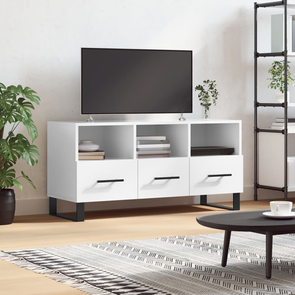 vidaXL TV skapītis, spīdīgi balts, 102x36x50 cm, inženierijas koks cena un informācija | TV galdiņi | 220.lv