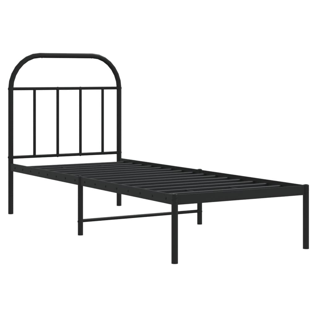 vidaXL gultas rāmis ar galvgali, melns metāls, 75x190 cm цена и информация | Gultas | 220.lv