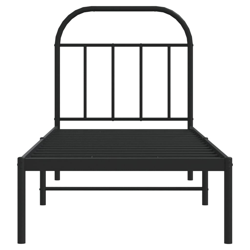 vidaXL gultas rāmis ar galvgali, melns metāls, 75x190 cm цена и информация | Gultas | 220.lv
