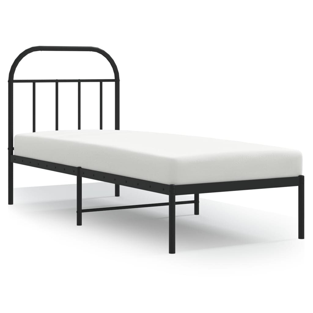 vidaXL gultas rāmis ar galvgali, melns metāls, 75x190 cm cena un informācija | Gultas | 220.lv