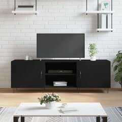 vidaXL TV skapītis, melns, 150x30x50 cm, inženierijas koks цена и информация | Тумбы под телевизор | 220.lv