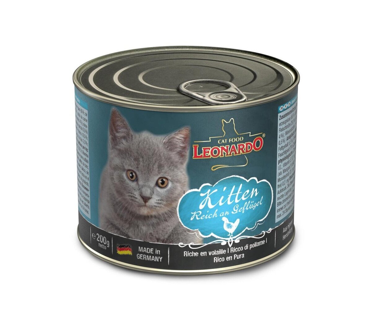 Leonardo Kitten konservi kaķēniem līdz 1 gada vecumam ar vistu 200 g цена и информация | Konservi kaķiem | 220.lv