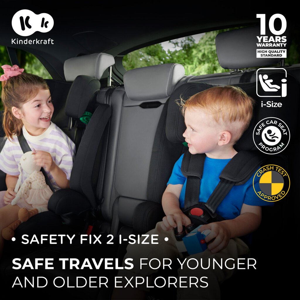 Autokrēsliņš KinderKraft Safety Fix 2 i-Size, 9-36 kg, grey cena un informācija | Autokrēsliņi | 220.lv