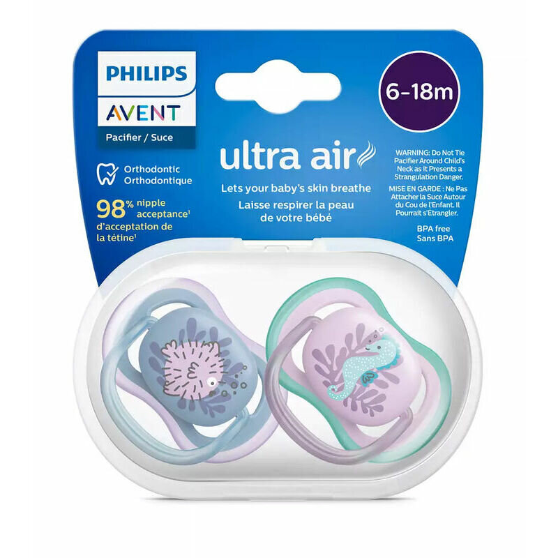 Knupīši Philips Avent Ultra Air, 6-18 mēn, 2 gab. cena un informācija | Knupīši | 220.lv