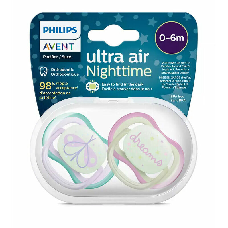 Knupīši Philips Avent Ultra Air Night, 0-6 mēn, 2 gab. цена и информация | Knupīši | 220.lv