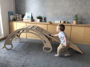 Koka šūpuļkrēsls ar slidkalniņu Montessori BZ120 cena un informācija | Attīstošās rotaļlietas | 220.lv